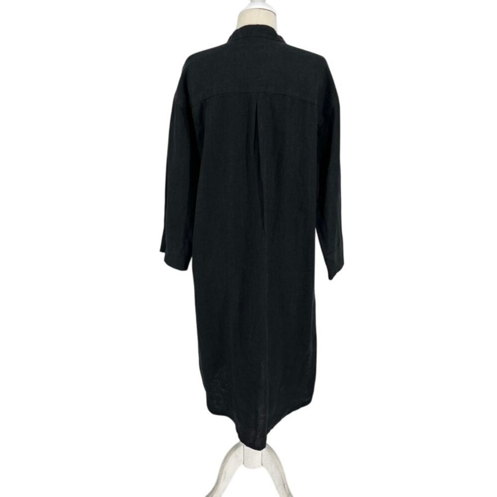 Artemesia Linen Dress Long Sleeve Medium Black USA Made - Picture 2 of 8